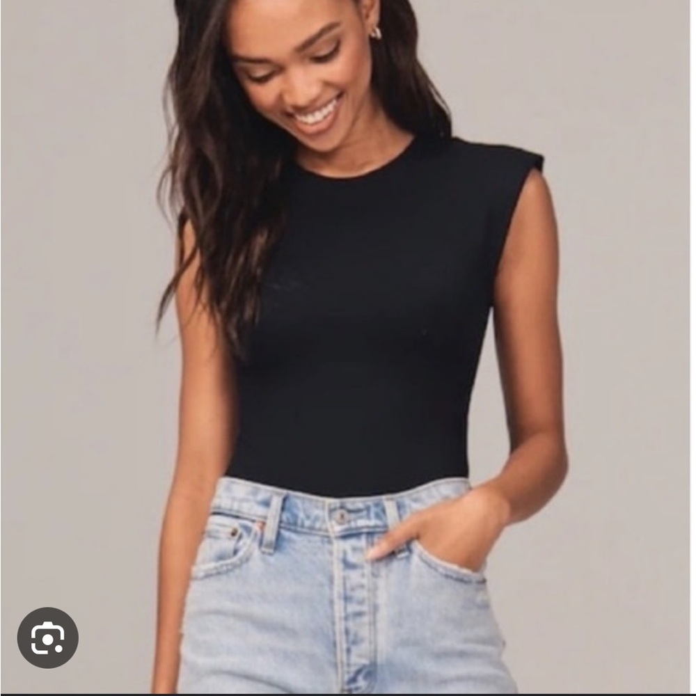 Abercrombie & Fitch Shoulder Pad Bodysuit, size Small, black